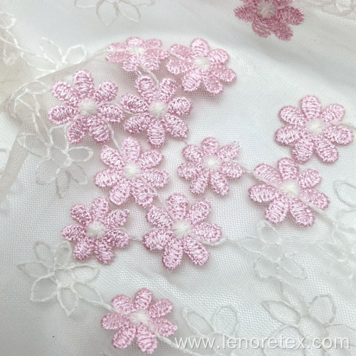 Bicolour Flower Knitted 3D Mesh Embroidery Lace Fabric